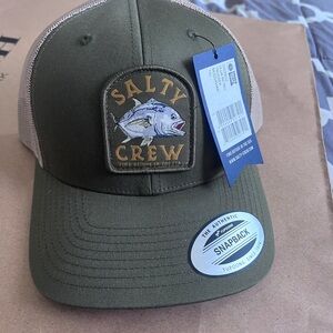 Salty Crew Olive & Tan Fish Patch Trucker Hat